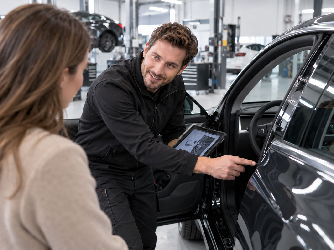 Servicegespräch Tesla bei Rotärmel